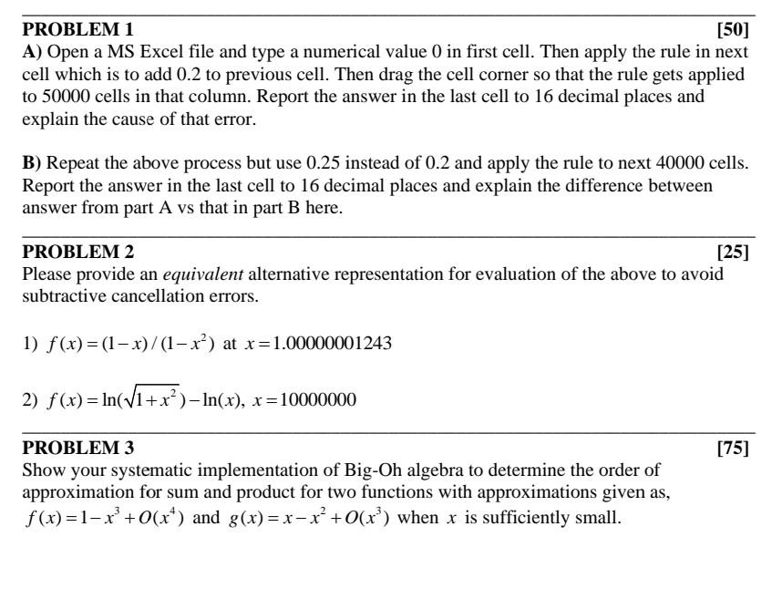 Solved problem 1 50 a open a ms excel file and type a chegg