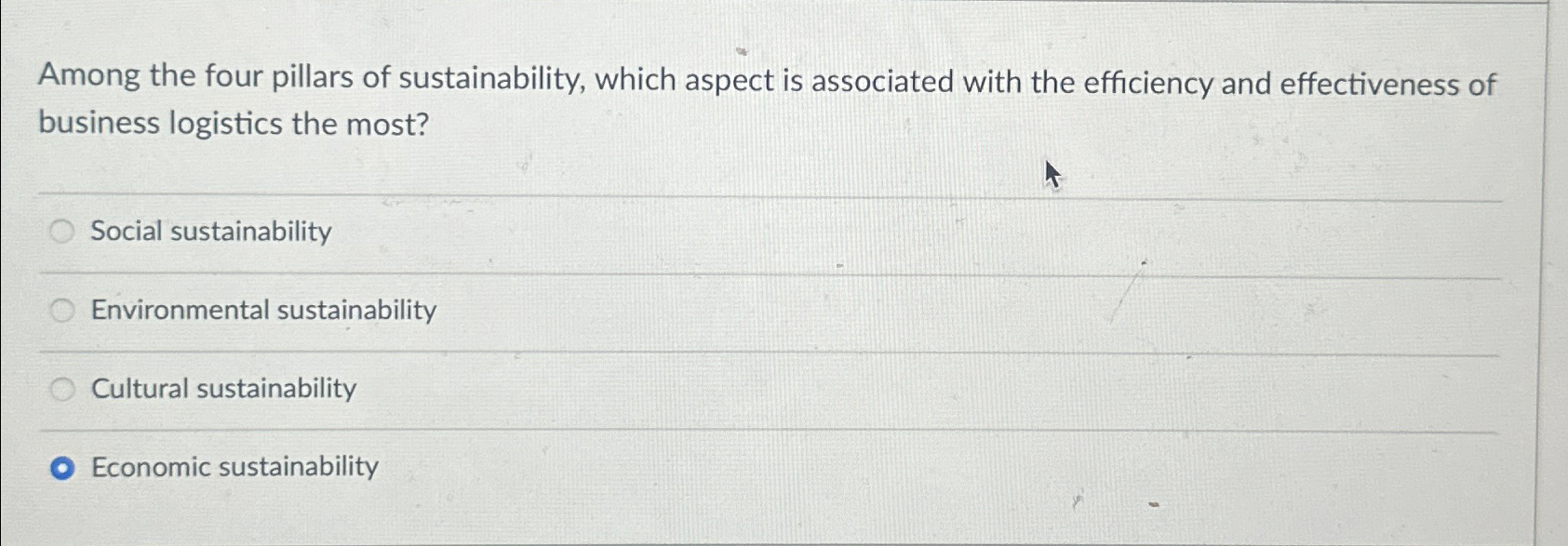 Solved Among the four pillars of sustainability, which | Chegg.com