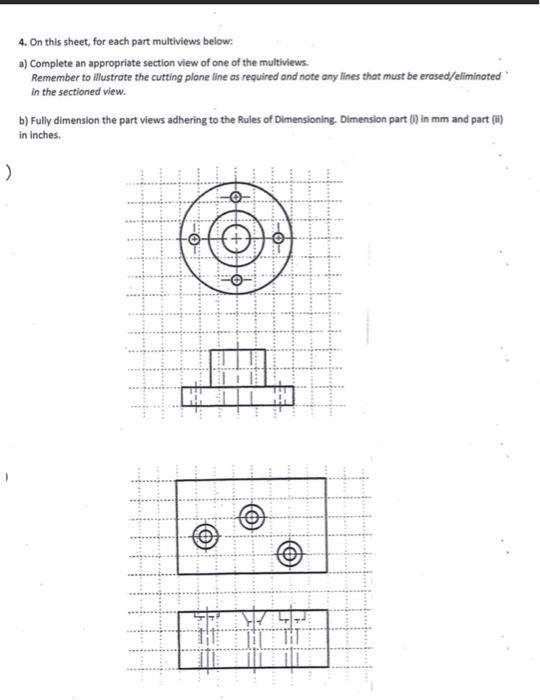 Solved 4. On this sheet, for each part multiviews below: a) | Chegg.com