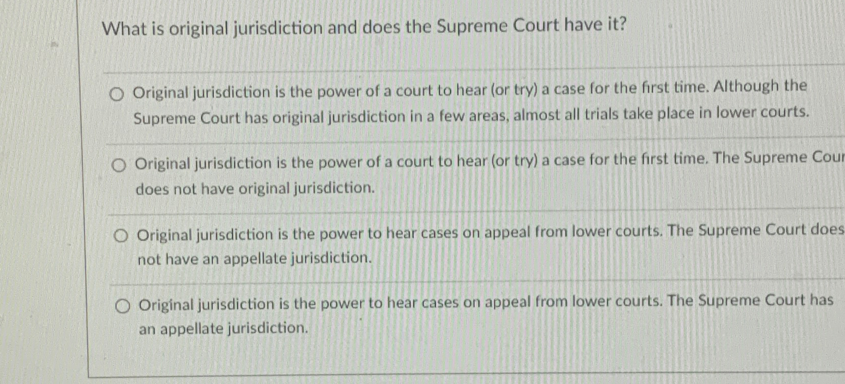 What cases does the store supreme court have original jurisdiction