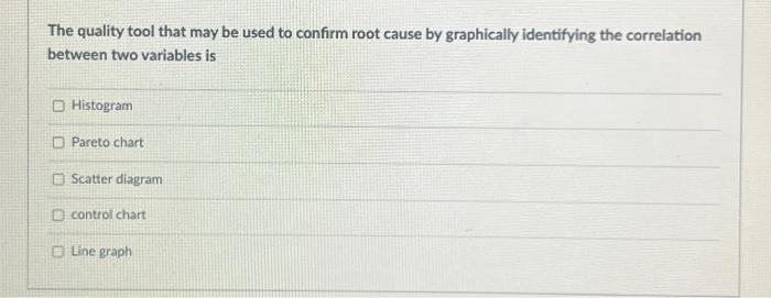 Solved The quality tool that may be used to confirm root | Chegg.com