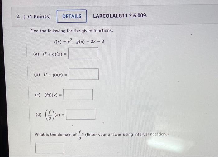 Solved Find The Following For The Given Functions. | Chegg.com