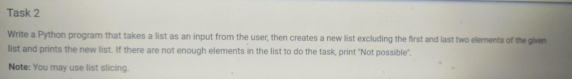 Solved Task 2 Write a Python program that takes a list as an | Chegg.com