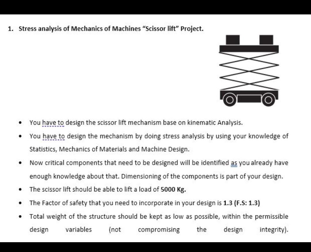 Solved 1. Stress analysis of Mechanics of Machines "Scissor