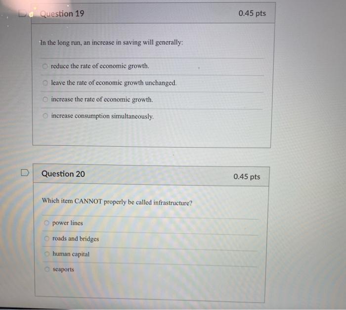Solved Lo Question 19 0.45 pts In the long run, an increase | Chegg.com