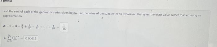 how to find the sum of each geometric series