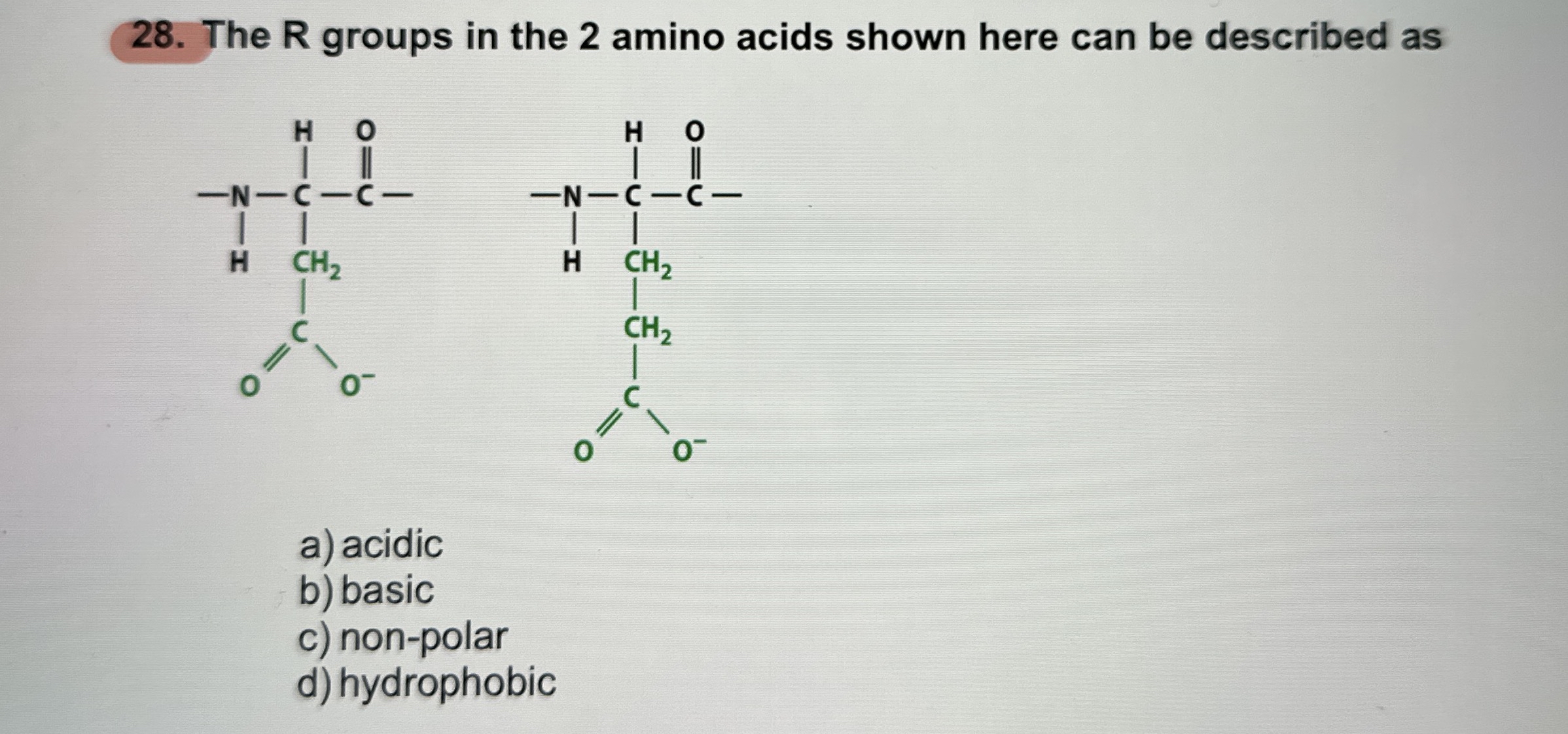 Solved The R ﻿groups in the 2 ﻿amino acids shown here can be | Chegg.com