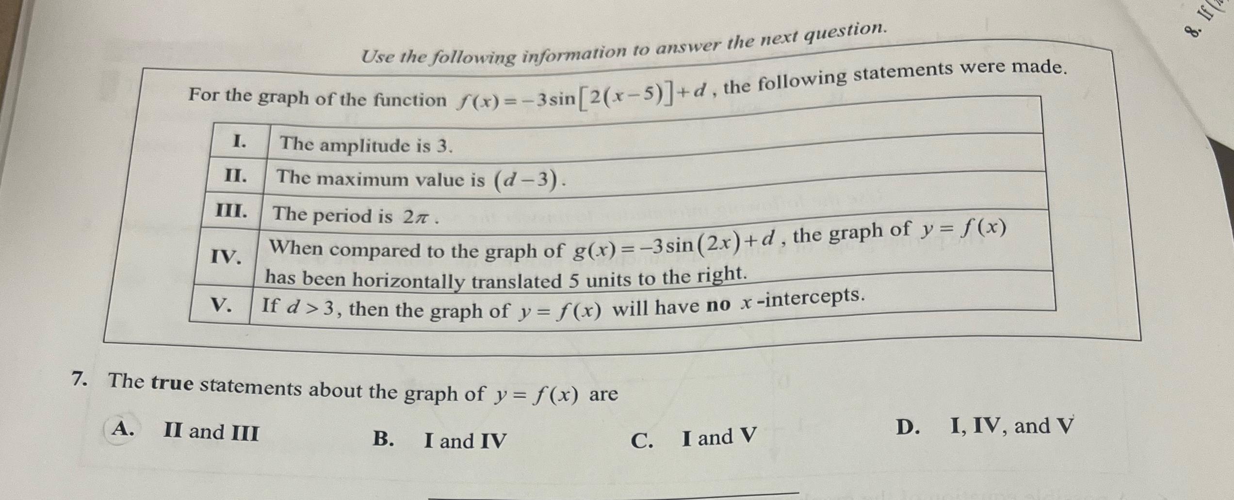 Solved Use The Following Information To Answer The Next