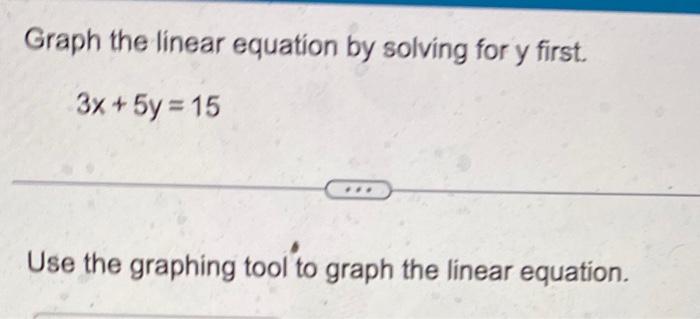 graph the linear equation. $-y frac 3 5 x = 0$