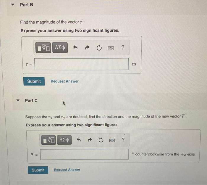 Solved IP The x and y components of a vector r are rx= 12 m | Chegg.com