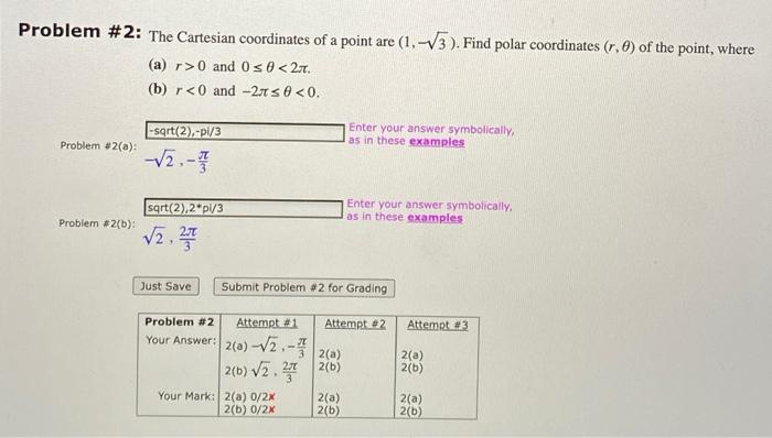 Solved Problem #2: The Cartesian coordinates of a point are | Chegg.com