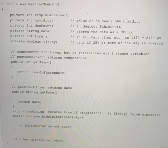 Solved consider the following class designed to store | Chegg.com