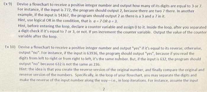 Solved Ex 9) Devise a flowchart to receive a positive | Chegg.com