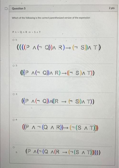 Solved D Question 5 2 pts Which of the following is the | Chegg.com