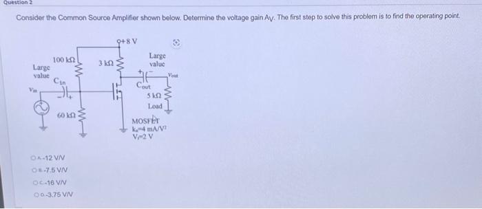Solved Consider the Common Source Amplifier shown below. | Chegg.com