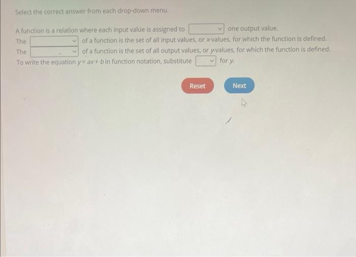 Solved Select the correct answer from each drop-down menu. A | Chegg.com
