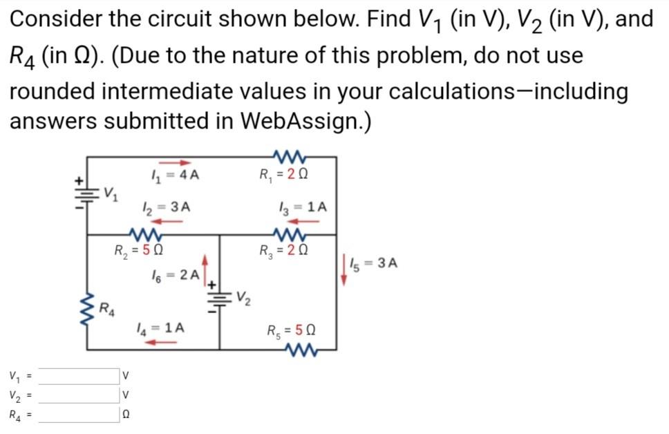 Solved Consider the circuit shown below. Find V1 (in V), V2 | Chegg.com