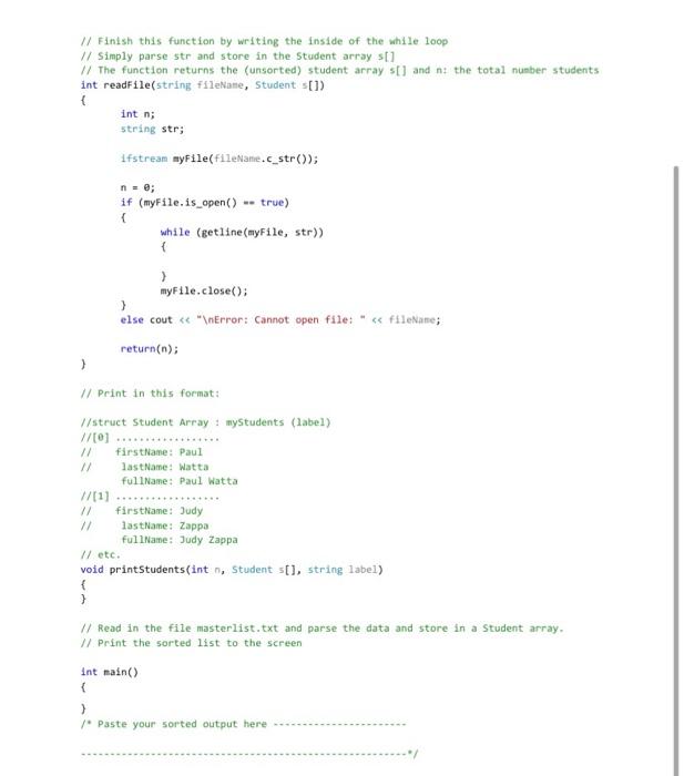 Solved Write a C++ program which loads in the student names | Chegg.com