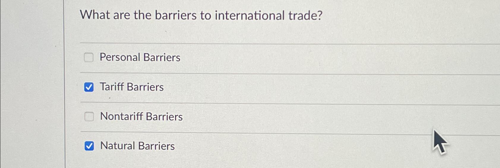 Solved What are the barriers to international trade?Personal