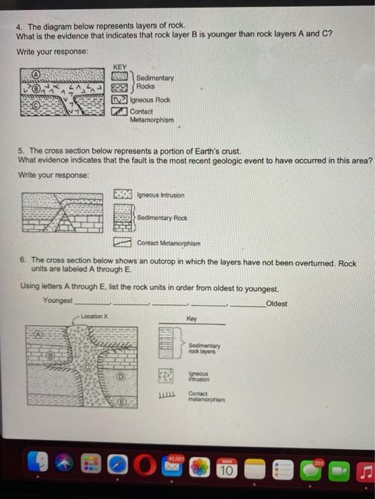 Solved 2. The diagram below represents a geologic cross | Chegg.com