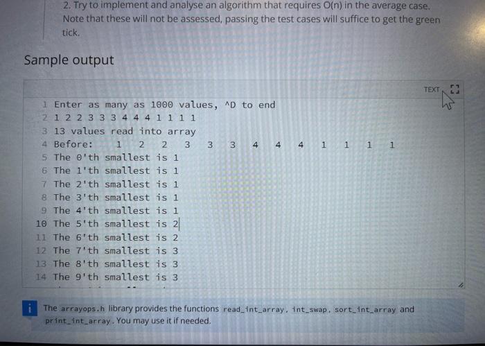 Solved Ex7.08: k'th smallest in array Task Write a function | Chegg.com