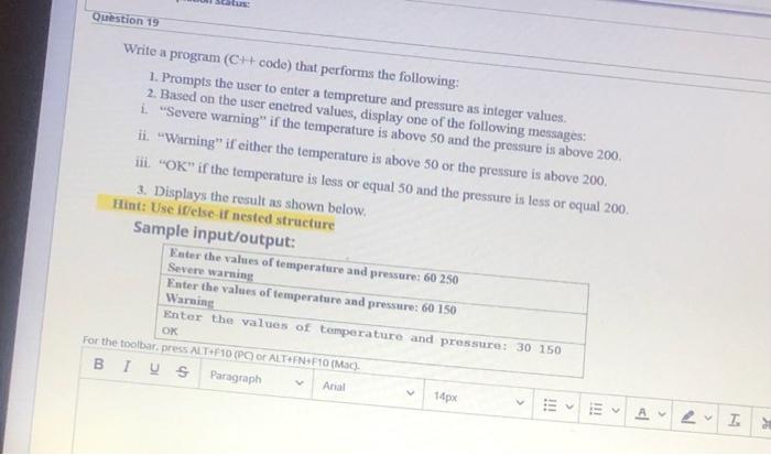 Solved Question 19 Write a program (CH code) that performs | Chegg.com