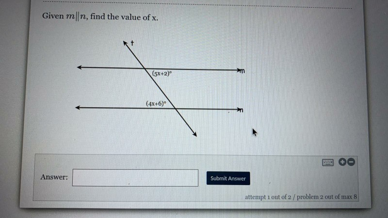 Solved Given m|n, find the value of x. (5x+2) (4x+6) Answer: | Chegg.com