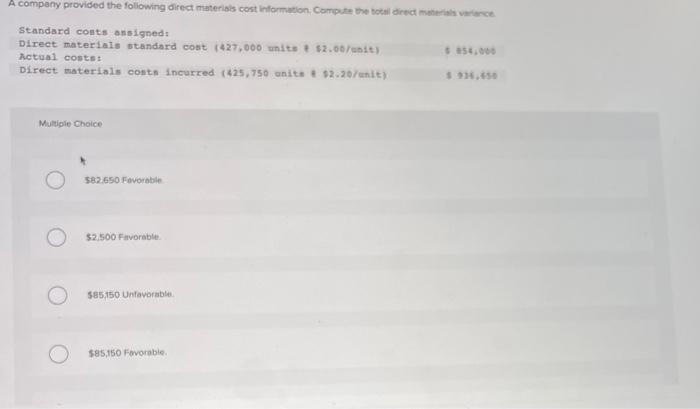 Solved A company provided the following direct materials | Chegg.com