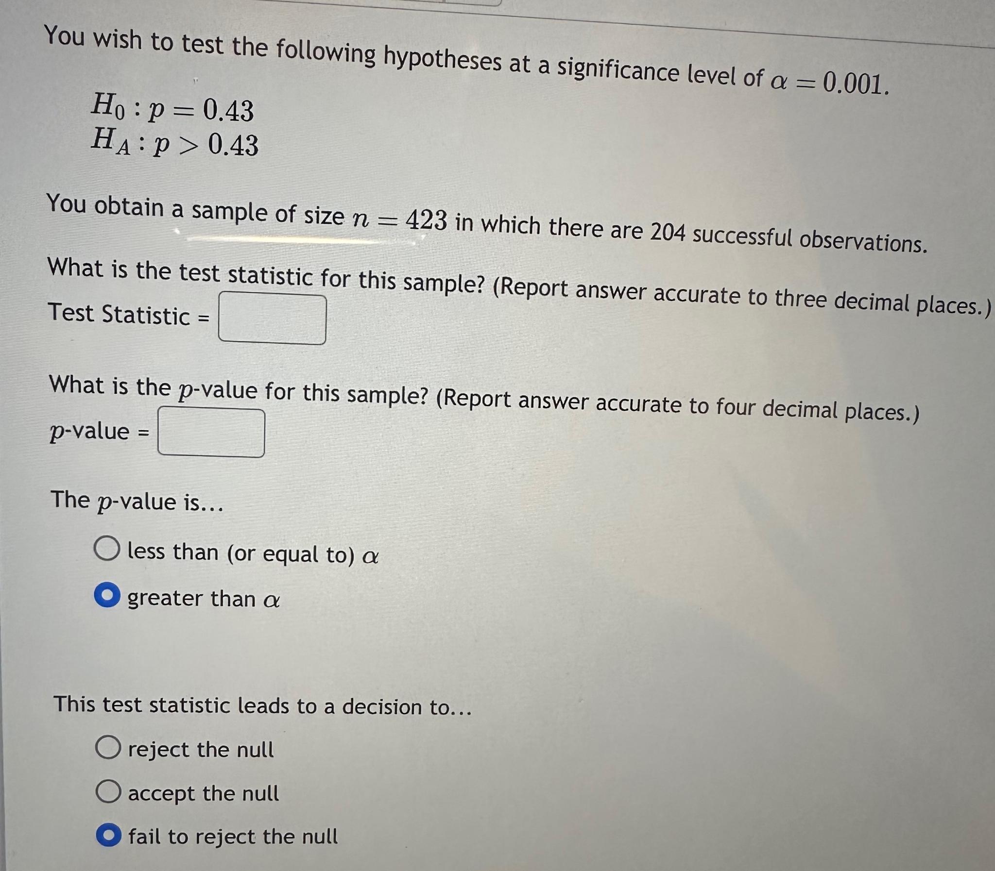 Solved You wish to test the following hypotheses at a | Chegg.com
