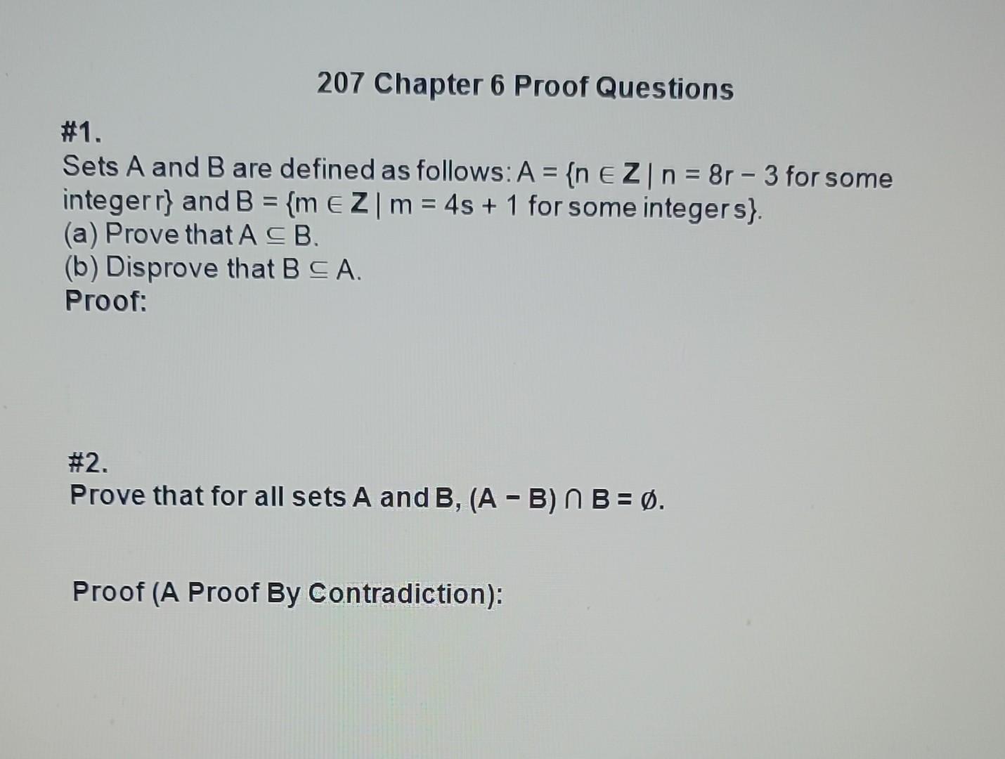 Solved \#1. Sets A and B are defined as follows: | Chegg.com