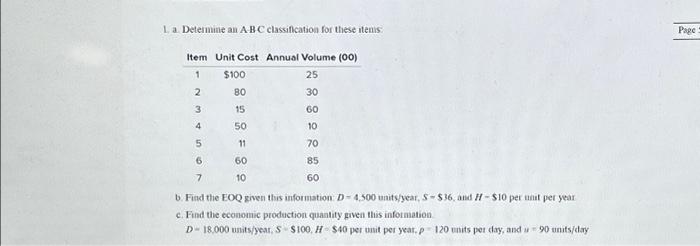 Solved 1. A. Determine An A-B-C Classification For These | Chegg.com