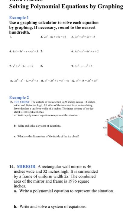 Solved Solving Polynomial Equations by Graphing Example 1 | Chegg.com