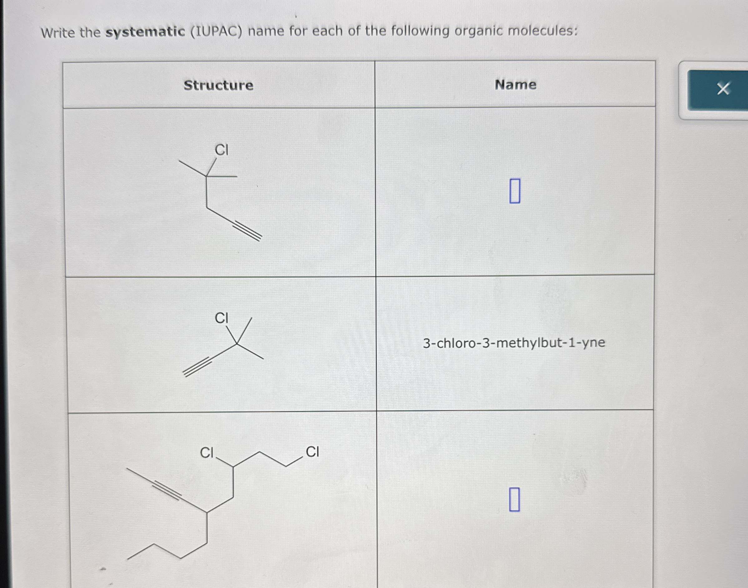 Solved Write the systematic (IUPAC) ﻿name for each of the | Chegg.com