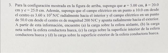 3. Para la configuración mostrada en la figura de arriba, suponga que \( a=5.00 \mathrm{~cm}, b=20.0 \) \( \mathrm{cm} \) y \