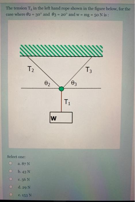 The Tension T In The Left Hand Rope Shown In The Chegg Com