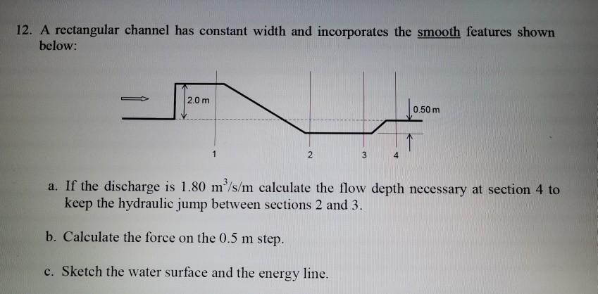 Solved 12. A rectangular channel has constant width and | Chegg.com