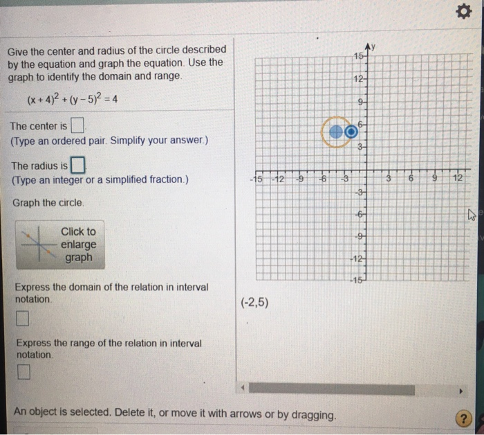 Solved 15- Give the center and radius of the circle | Chegg.com