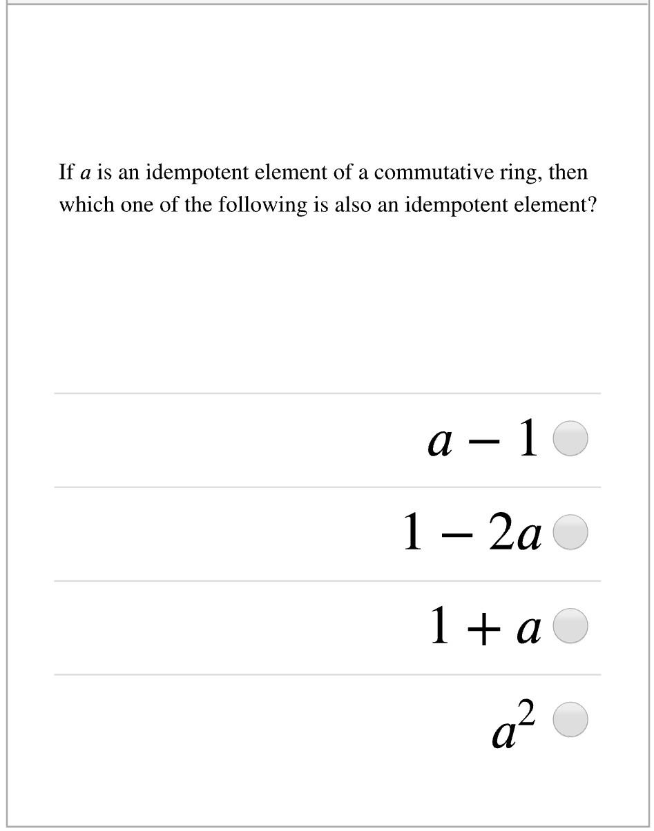 Solved If A Is An Idempotent Element Of A Commutative Ring, | Chegg.com