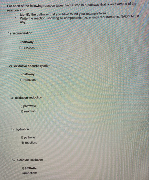 Solved Part B For each of the following reaction types, find | Chegg.com