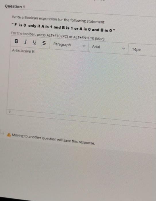Solved Question 1 Write a Boolean expression for the | Chegg.com