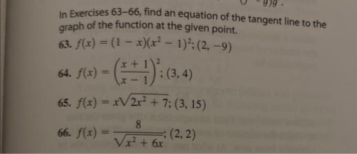 Solved In Exercises 63-66, find an equation of the tangent | Chegg.com