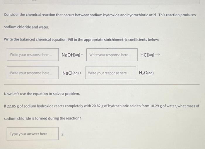 Solved Consider the chemical reaction that occurs between | Chegg.com