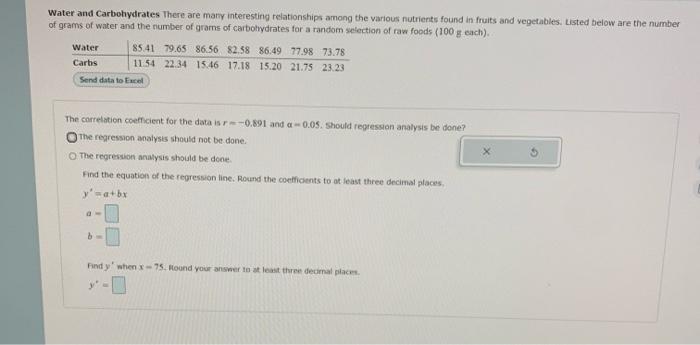 Solved 1.)a.) The correlation coefficient for the data is | Chegg.com