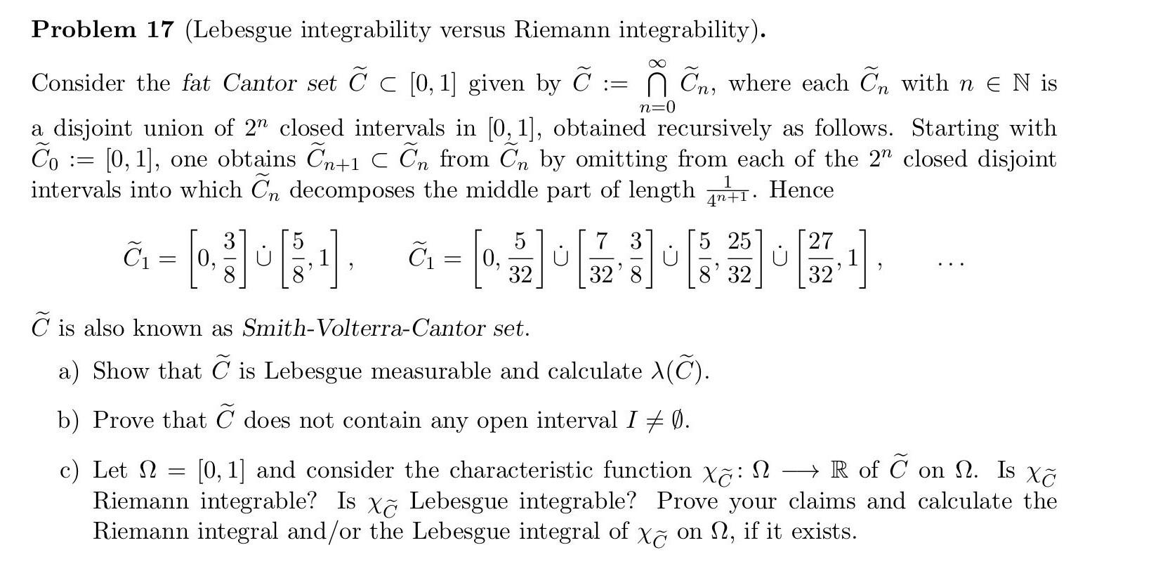 Solved Problem 17 (Lebesgue Integrability Versus Riemann | Chegg.com