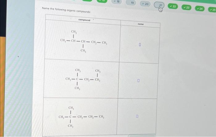 Solved Name the following organic compounds | Chegg.com