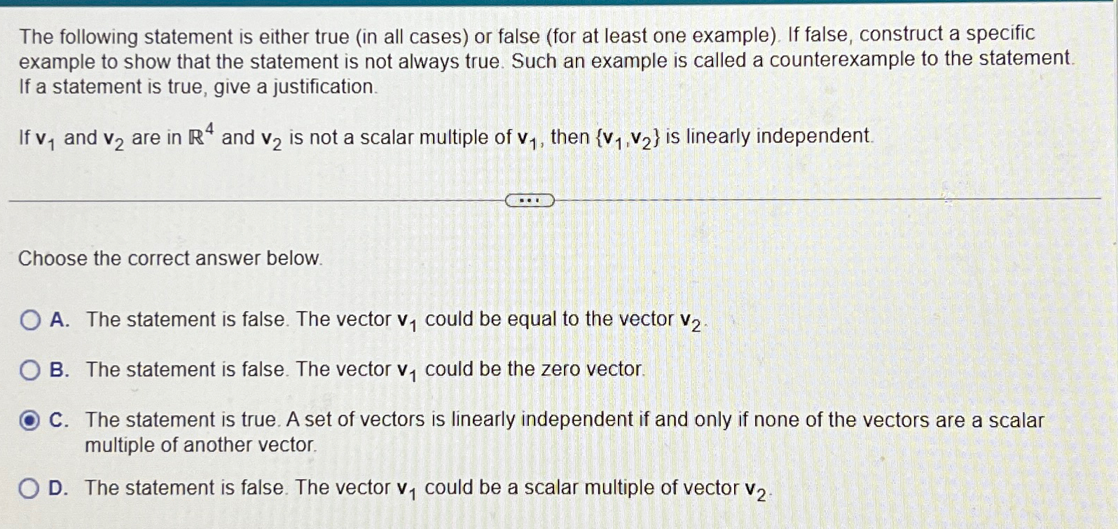 Solved The following statement is either true (in all cases) | Chegg.com