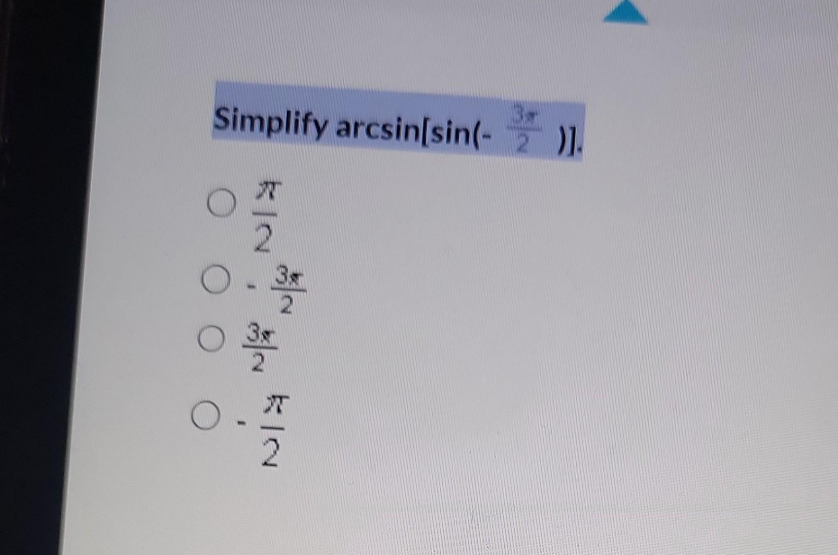 arcsin left (- frac sqrt 3 2 right