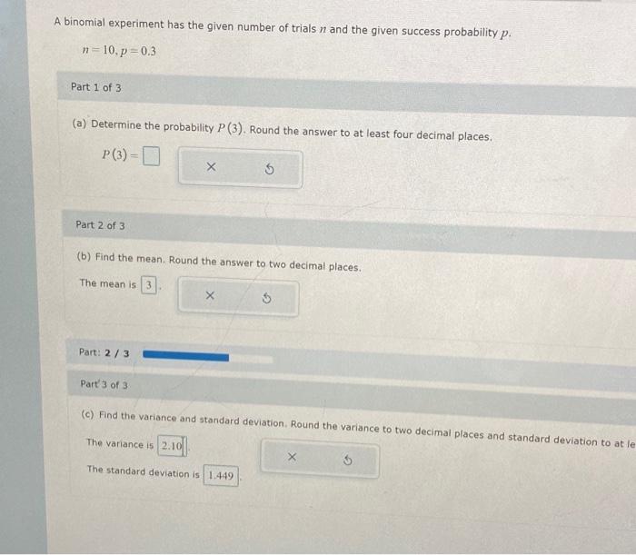 Solved A binomial experiment has the given number of trials