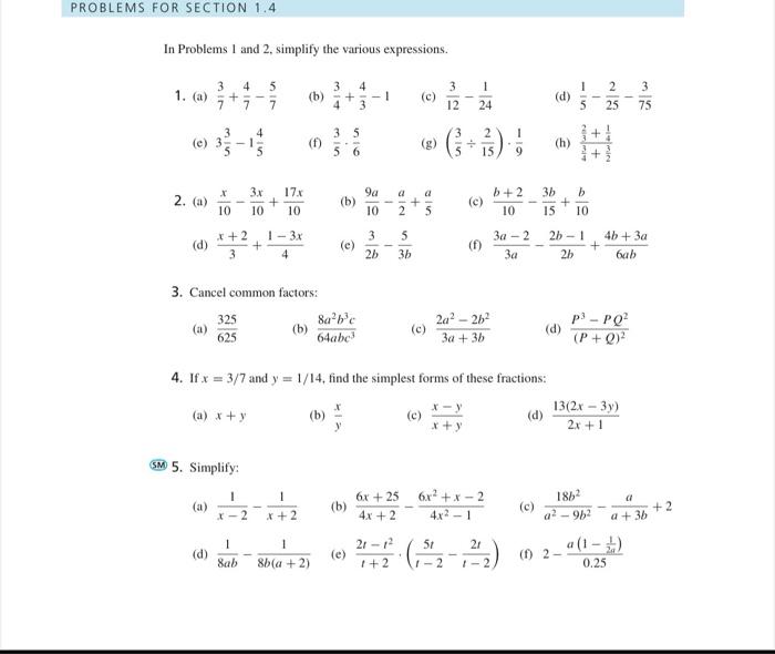 Solved In Problems 1 and 2, simplify the various | Chegg.com