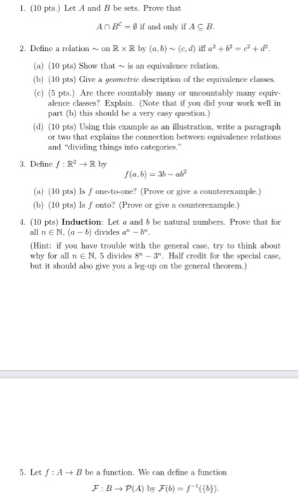 Solved 1. (10 Pts.) Let A And B Be Sets. Prove That A B = If | Chegg.com